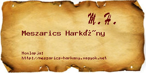 Meszarics Harkány névjegykártya